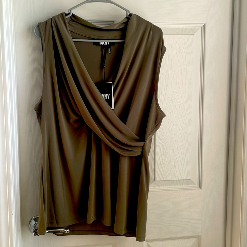 DKNY olive green blouse XXL